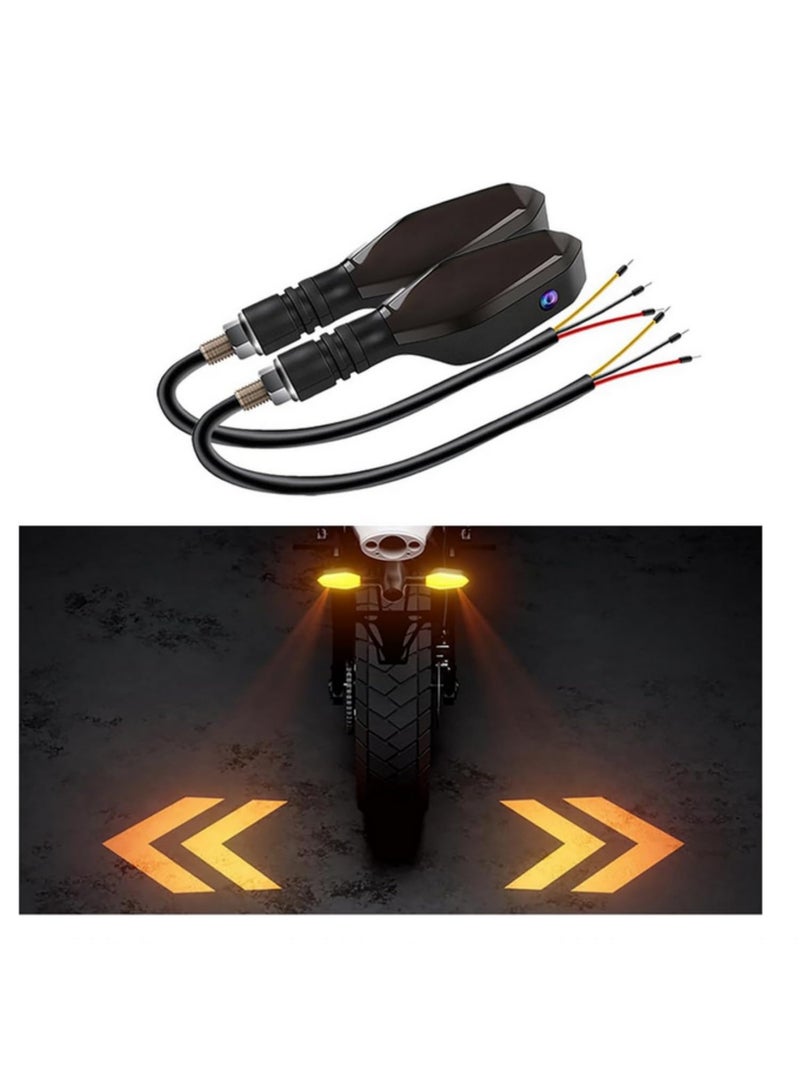 2PCS Motorcycle LED Turn Signal Lights with 27 RGB Flowing DRL,Amber Arrow Projection, Bright Side Marker, Universal Fit Easy Installation - Image 1